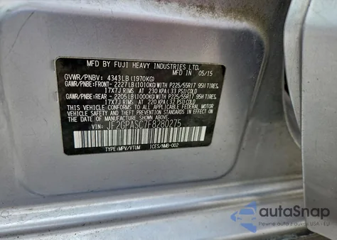 2015 Subaru Xv Crosstrek Sport Limited from USA, damaged, VIN JF2GPASC7F8280275